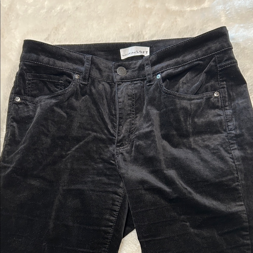 Black Velvet Pants Loft curvy fit - Picture 2 of 3